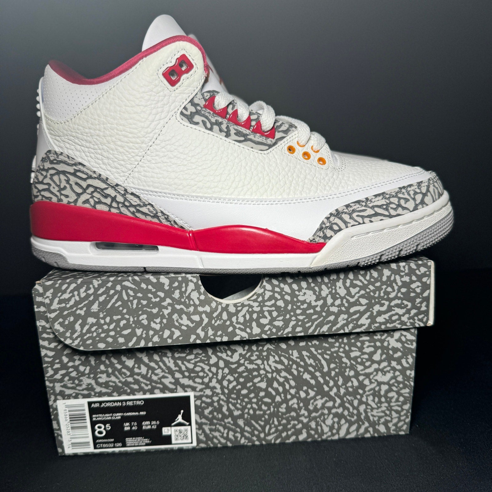 Air Jordan 3 Retro Cardinal Red Men's Shoes - Size 8.5